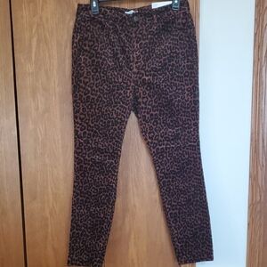 LOFT Women's Corduroy Pants in Brown Leopard Print